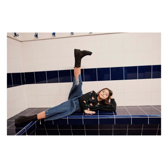 Jupe-Culotte Denim Brodée | Denim brut