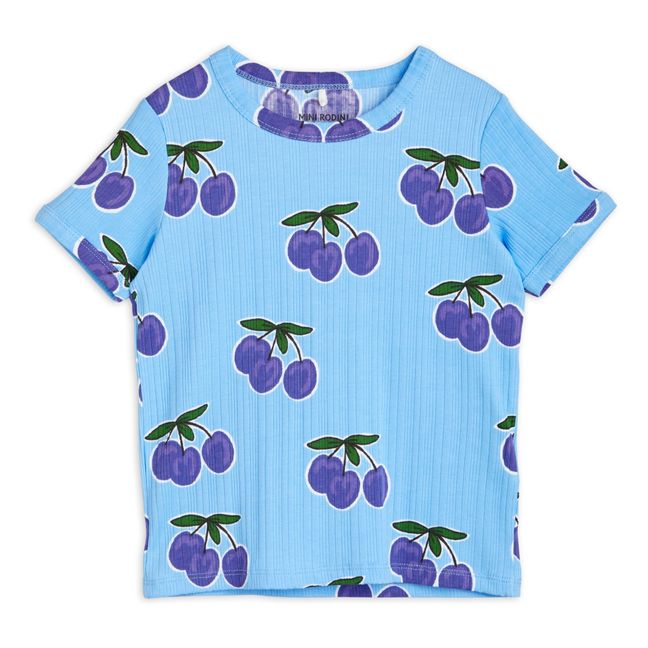 Rib Organic Cotton Plum T-Shirt | Blue