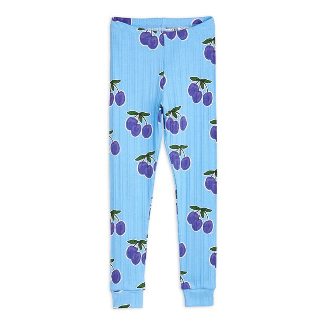 Legging Rib Coton Bio Prune | Bleu