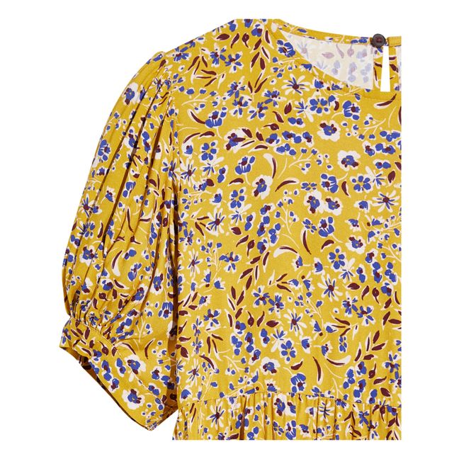 Atomic Printed Ruffle Dress | Mustard