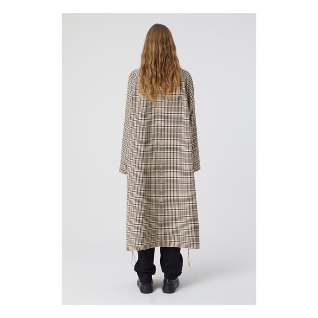 Single-breasted Checked Coat | Brown