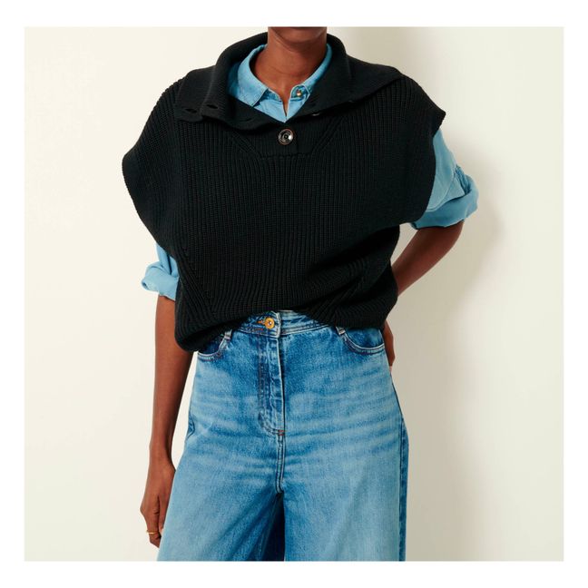 Jersey sin mangas de lana merina Eilean | Negro