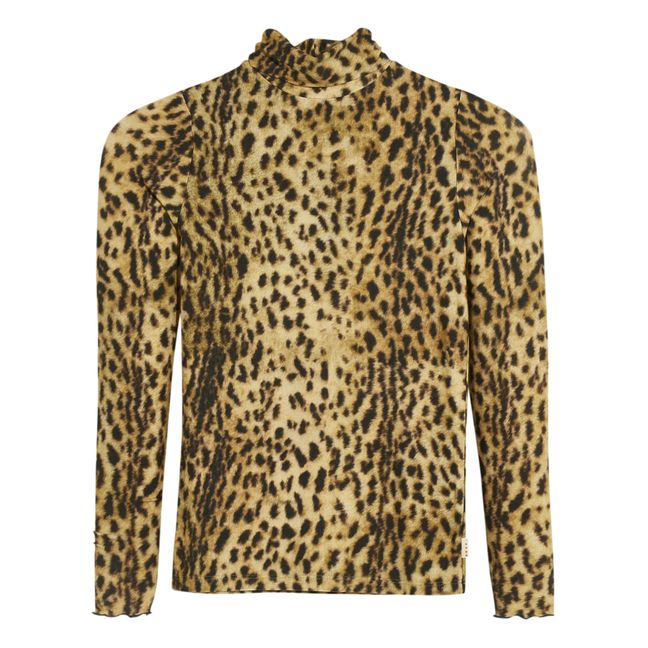 Cuello alto Velfie de leopardo | Beige