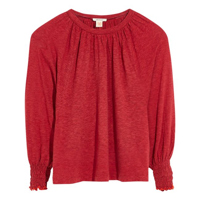 T-Shirt Langarm Uni Molly | Kirschrot