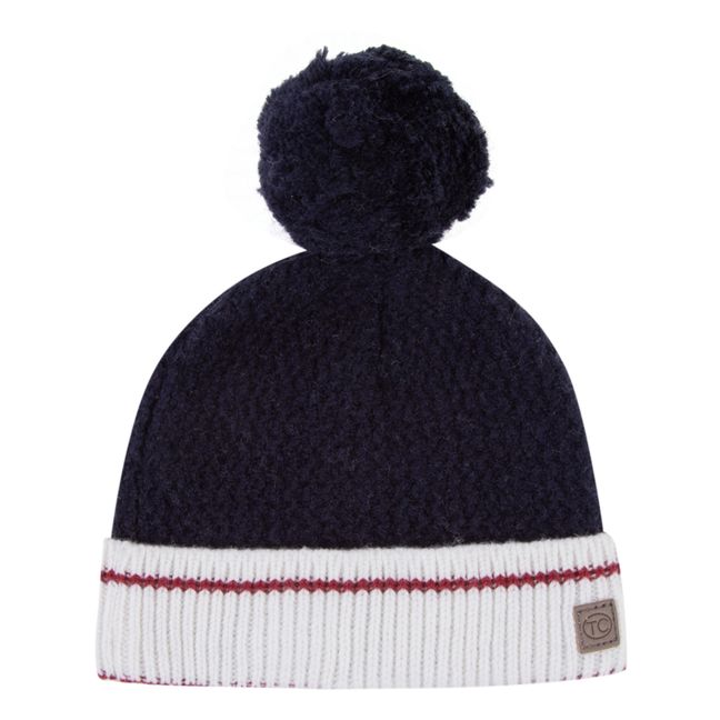 Cappello in lana e cashmere bicolore | Blu marino