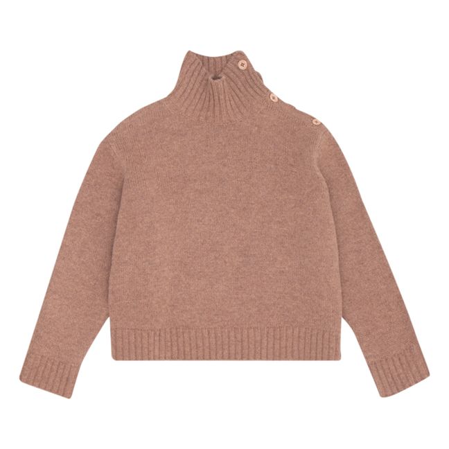 Cero Button Neck Merino Sweater | Camel