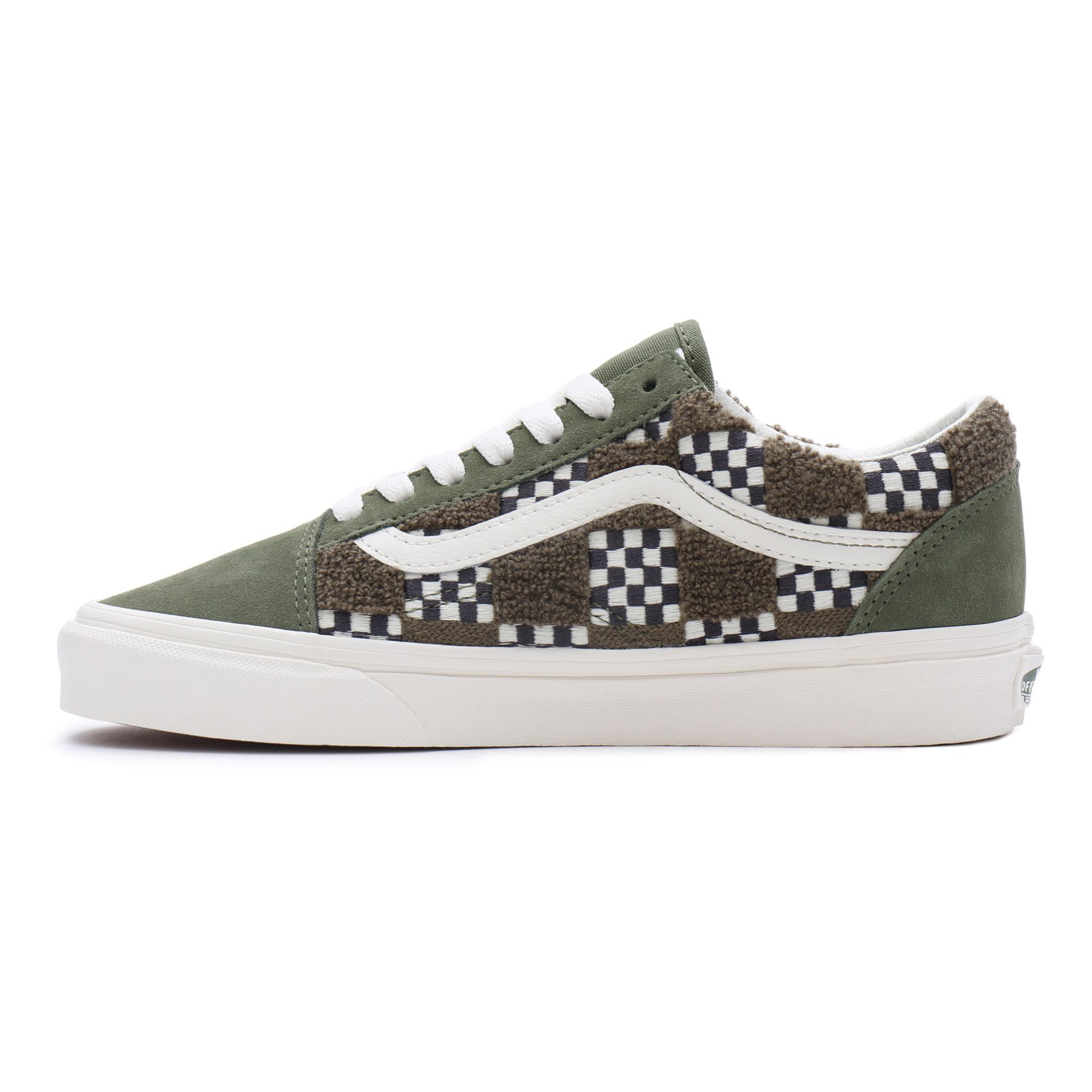 Green checkered old hot sale skool vans