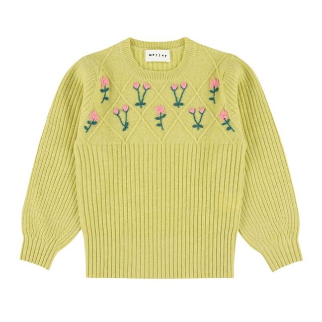Pullover aus Wolle mit Blumenstickerei Tikka | Gelb