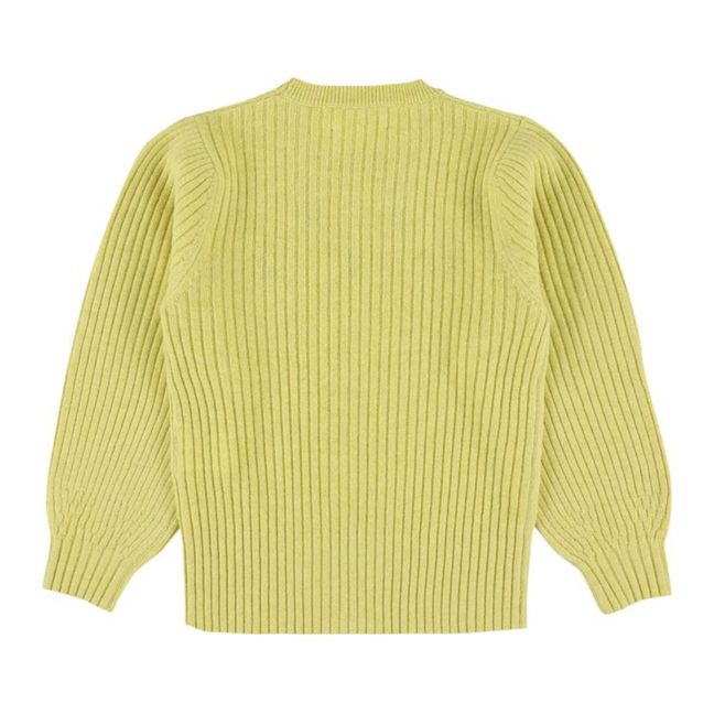 Pull Laine Broderie Fleur Tikka | Jaune