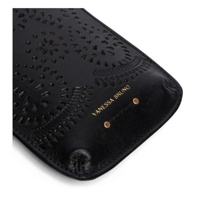 Porte Téléphone Holly Perforé Cuir Tannage Végétal | Noir