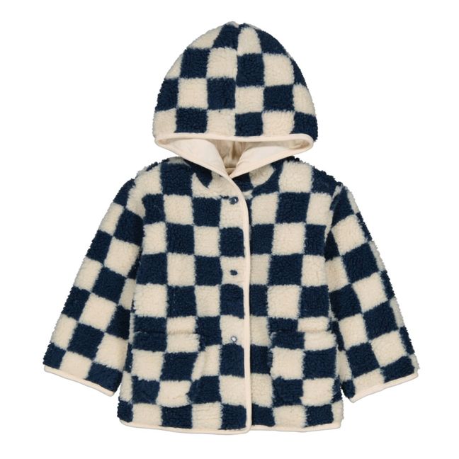 Pelzähnliche Jacke mit Karomuster Poppy | Navy