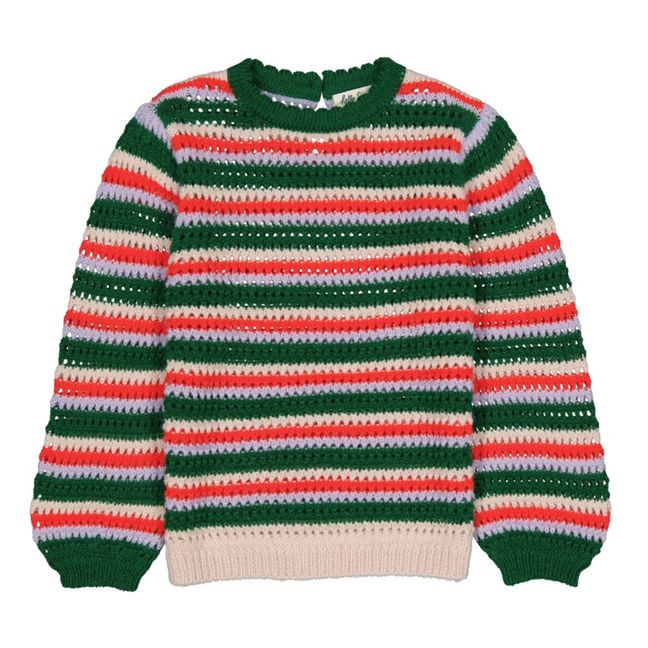Cléophée Openwork Alpaca Merino Sweater | Chrome green