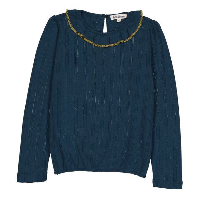 Organic cotton blouse Colerette Nora | Navy blue