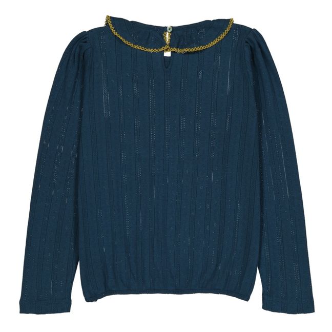 Organic cotton blouse Colerette Nora | Navy blue