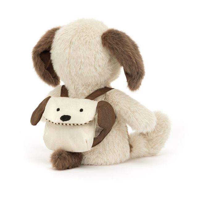 Peluche Chiot avec sac à dos  | Beige