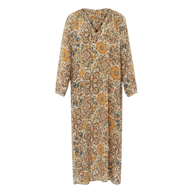 Vestido de seda estampado Lela | Beige
