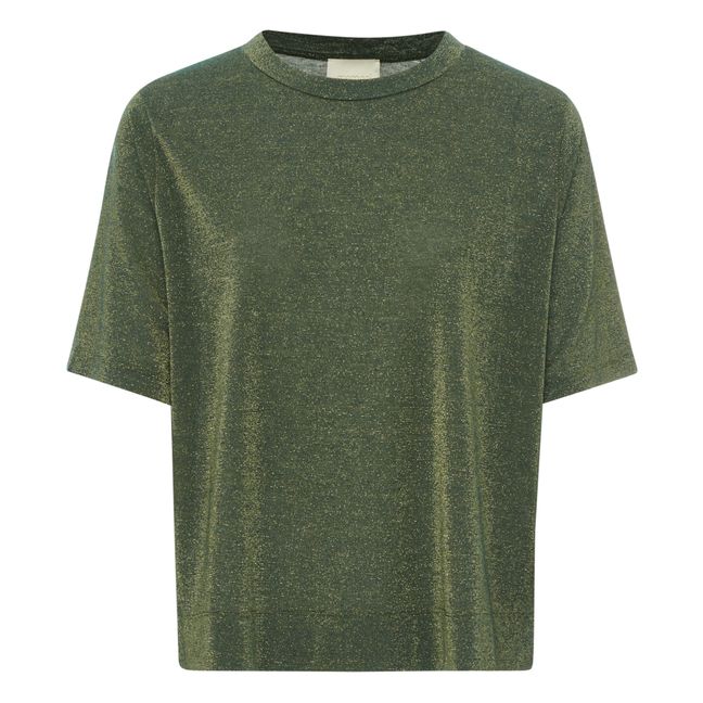 Camiseta metalizada Lora | Verde bosque
