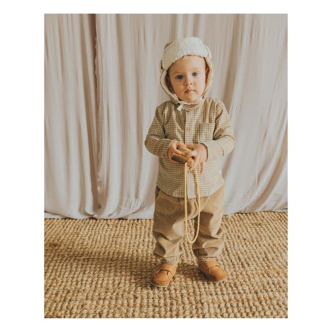 Camicia a quadri in velluto Milleraies Baby | Sabbia