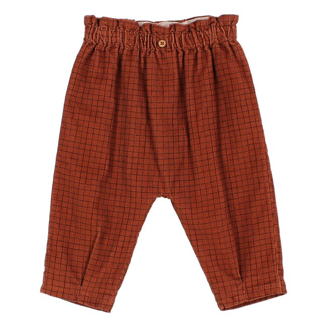 Baby Milleraie Velour Pants in Checked Fabric | Brick red