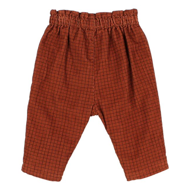 Baby Milleraie Velour Pants in Checked Fabric | Brick red