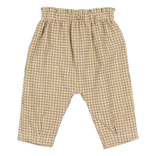 Pantalón de terciopelo Milleraie bebé en tejido de cuadros | Arena