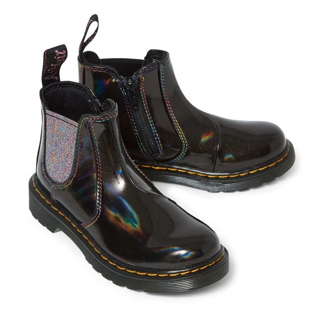Sparkly Patent Chelsea Boots | Black