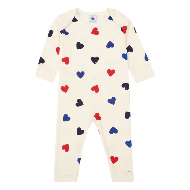Pyjama mit Herzen aus Bio-Baumwolle | Seidenfarben
