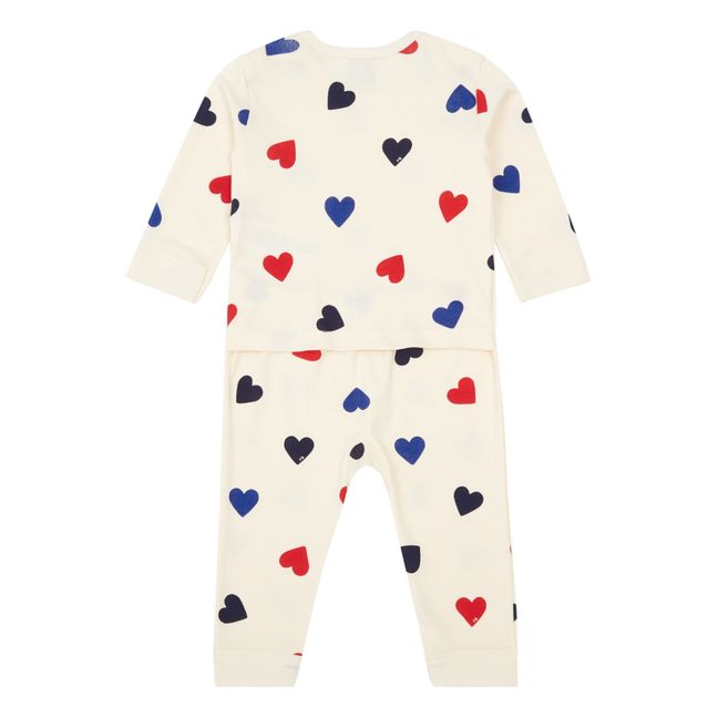 Pyjama mit Herzen aus Bio-Baumwolle | Seidenfarben