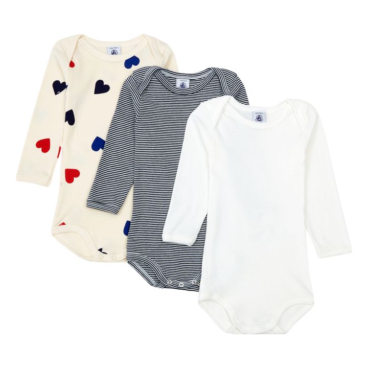 Lot de 3 bodies manches longue Petit Bateau imprimé coeur