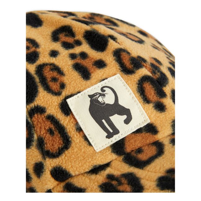 Fleece-Mütze aus recyceltem Polyester Leopard | Kamelbraun