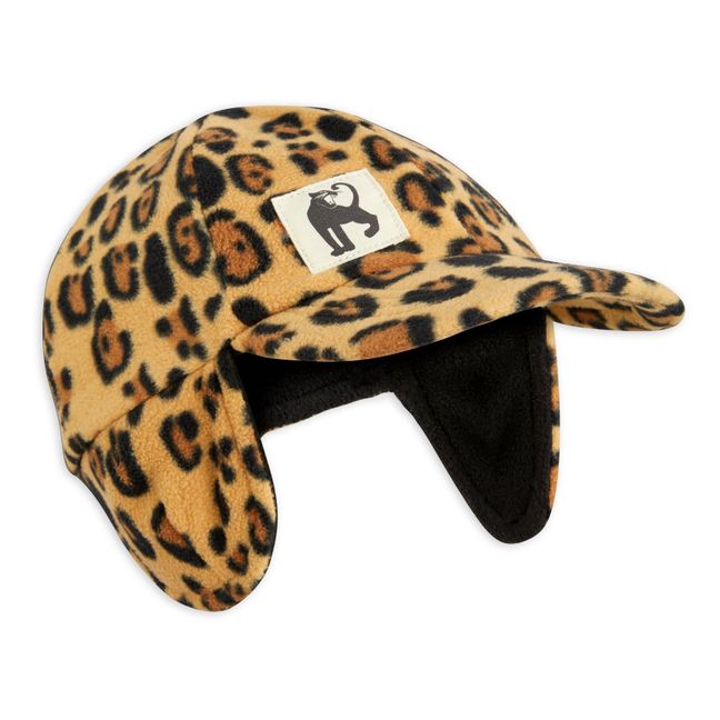 Fleece-Mütze aus recyceltem Polyester Leopard | Kamelbraun