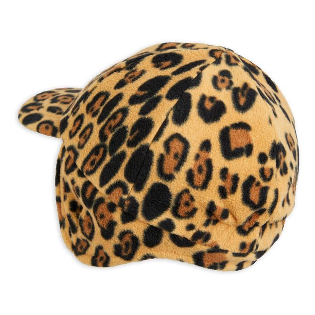 Fleece-Mütze aus recyceltem Polyester Leopard | Kamelbraun