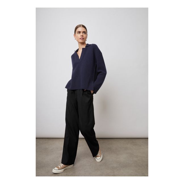 Pull Col Polo Harris Mérinos | Blu marino