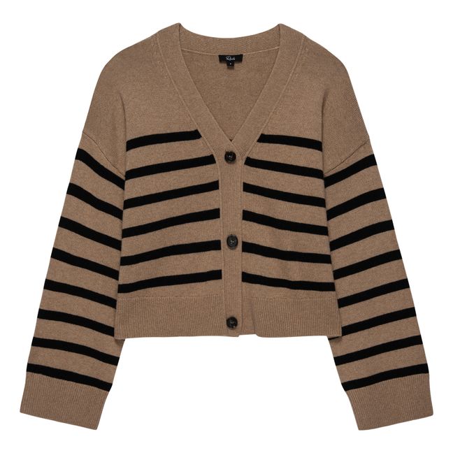 Cardigan Geneva Rayures Mérinos | Camel