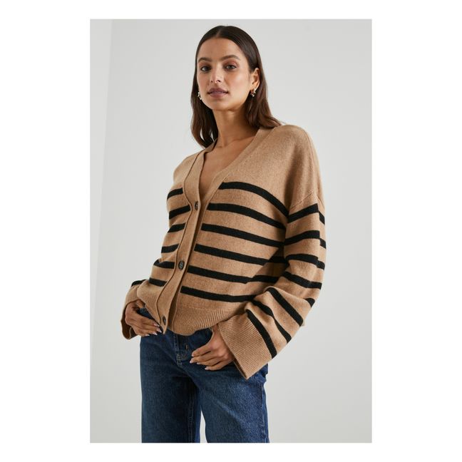 Cardigan Geneva Rayures Mérinos | Camel
