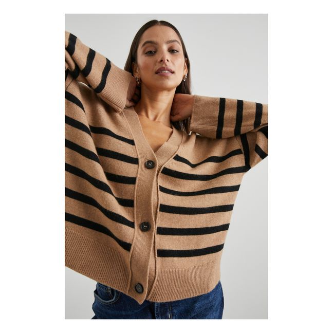 Cardigan Geneva Rayures Mérinos | Camel