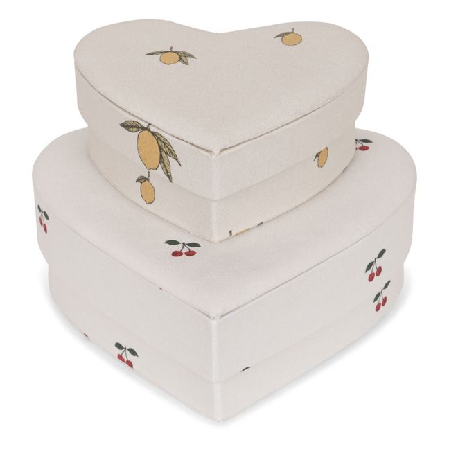 Heart storage boxes - Set of 2 | Cream