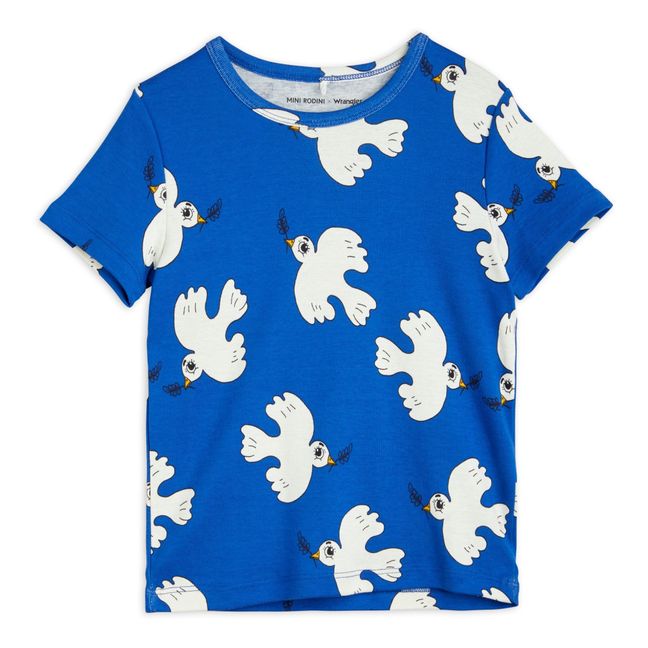 T-Shirt Coton Bio Colombe Mini Rodini x Wrangler | Azul