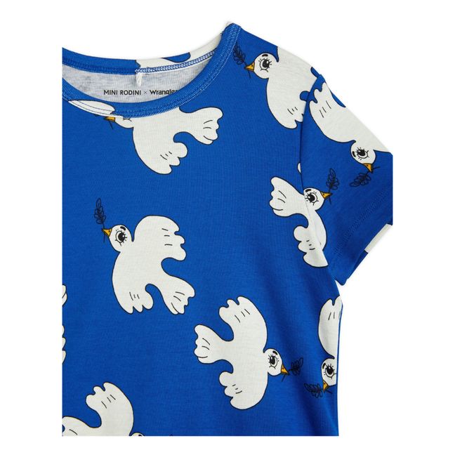 T-Shirt Coton Bio Colombe Mini Rodini x Wrangler | Bleu