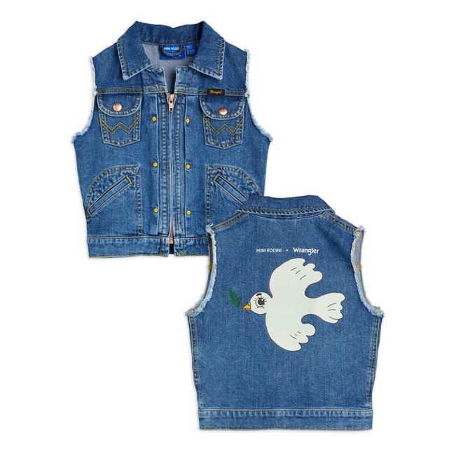 Veste Sans Manches Jean Coton Bio Colombe Mini Rodini x Wrangler | Bleu