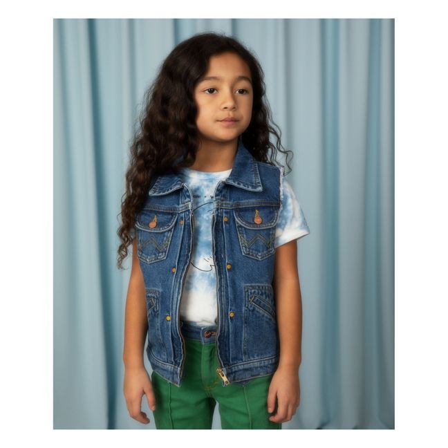 Veste Sans Manches Jean Coton Bio Colombe Mini Rodini x Wrangler | Blue