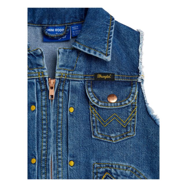 Veste Sans Manches Jean Coton Bio Colombe Mini Rodini x Wrangler | Bleu