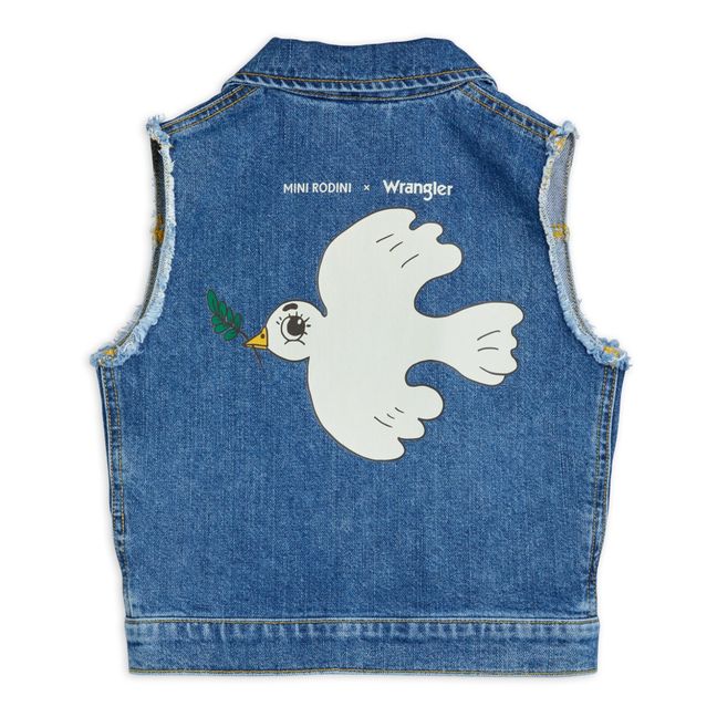 Veste Sans Manches Jean Coton Bio Colombe Mini Rodini x Wrangler | Blue
