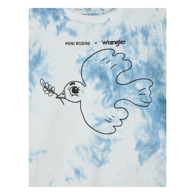 T-Shirt Tie Dye Coton Bio Colombe Mini Rodini x Wrangler | Blu