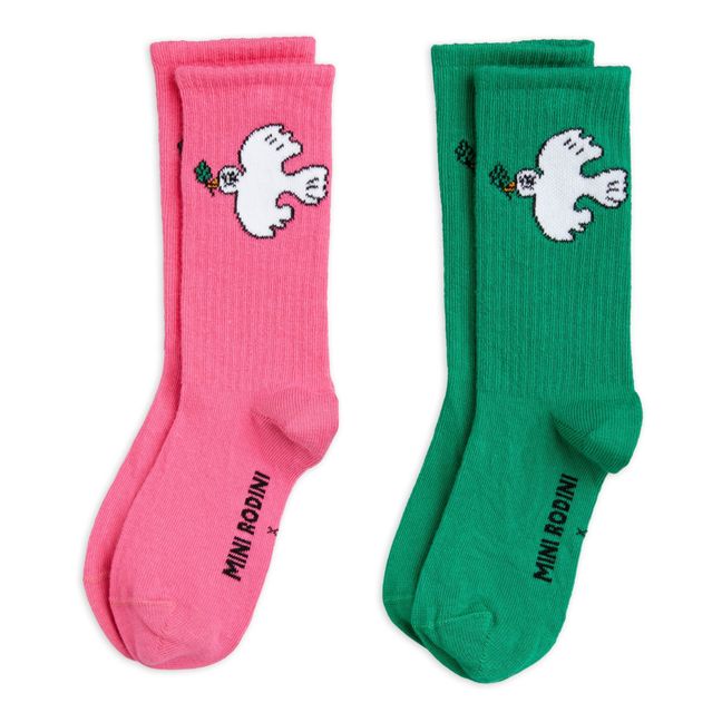 Socken im 2er-Pack aus Bio-Baumwolle Taube Mini Rodini x Wrangler | Rosa