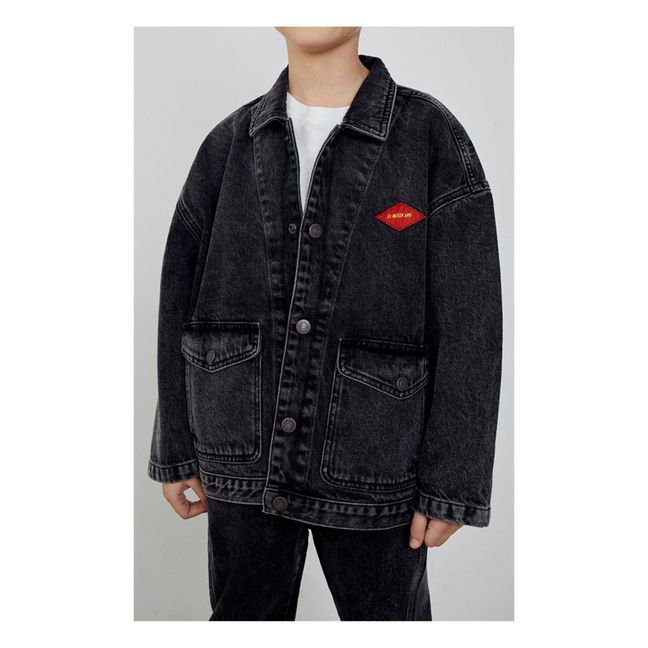 kurze Jacke mit Kragen  | Schwarz