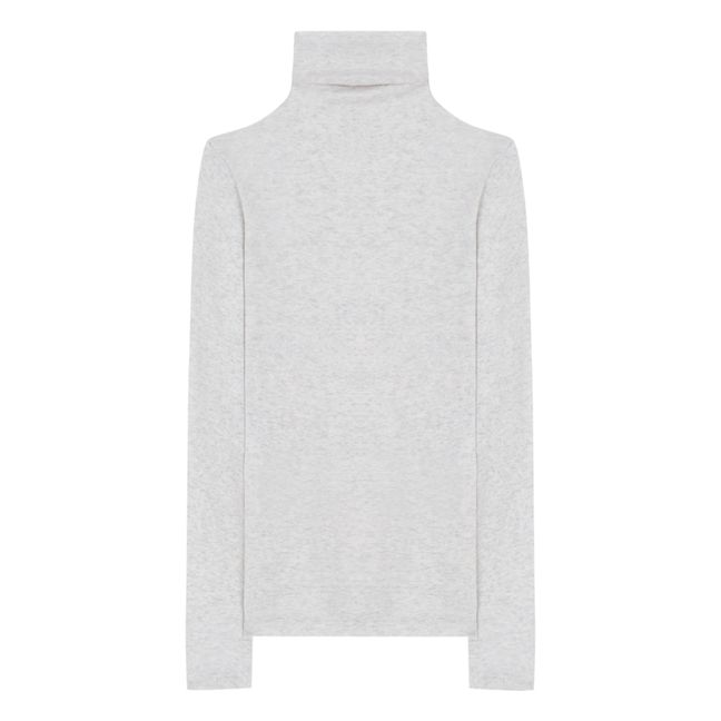 T-Shirt Langarm Rollkragen Baumwolle Supima Massachusetts | Grau Meliert