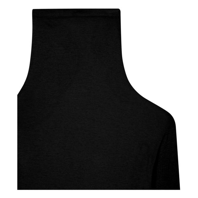 Camiseta de manga larga y cuello vuelto de algodón Supima de Massachusetts | Negro