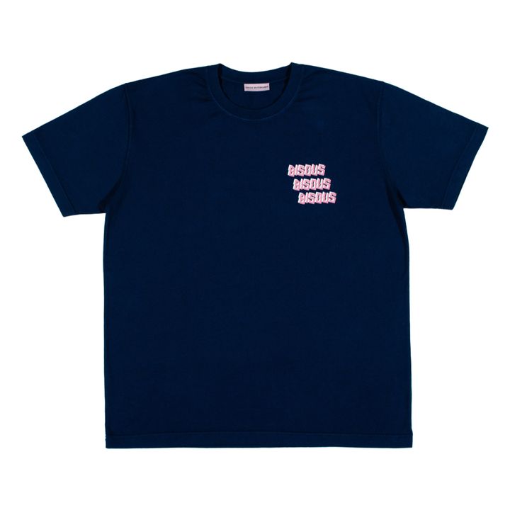 Bisous Skateboards T Shirt Bisous X3 Bleu Marine Smallable