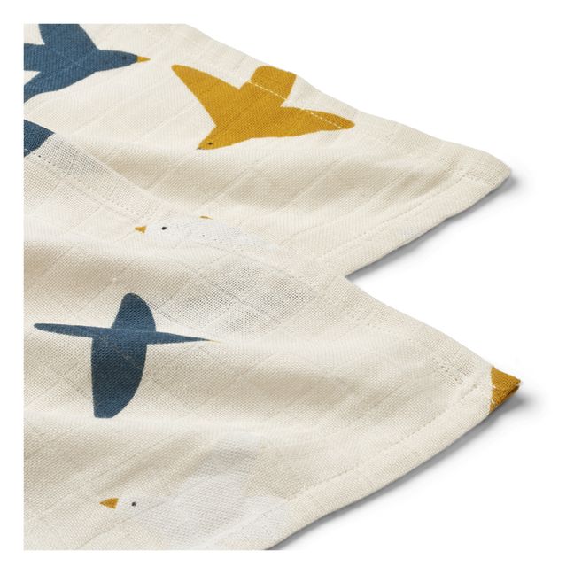 Lewis organic cotton nappies - Set of 2 | Birds/Sea shell